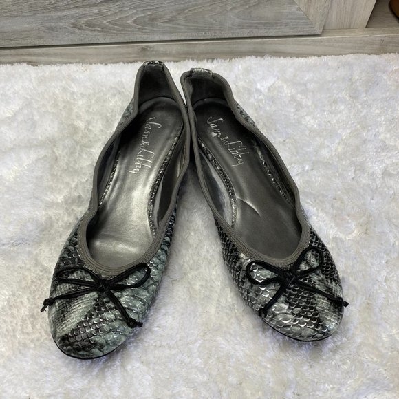 Sam & Libby Johnah Women's Silver Gray Snakeskin Ballet Flats Size 8.5 - Picture 3 of 12